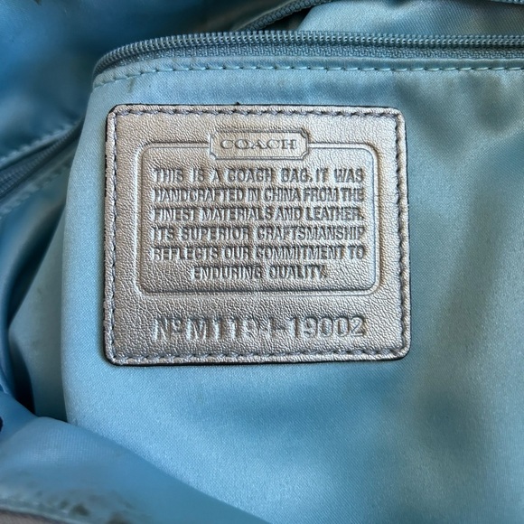 Metallic Pewter Coach Poppy Glam Tote - Picture 2 of 8